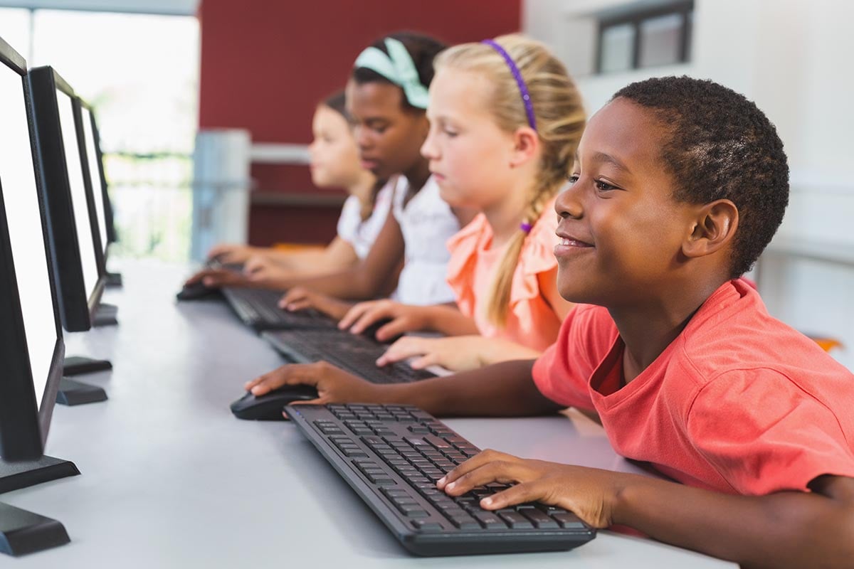 Students working on computers
