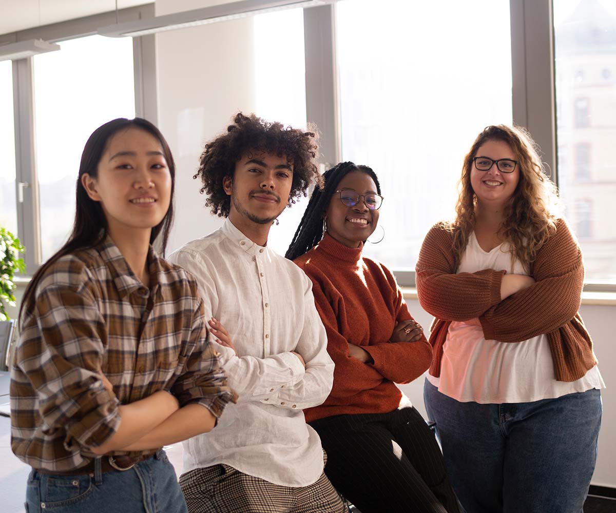 Students smiling at camera