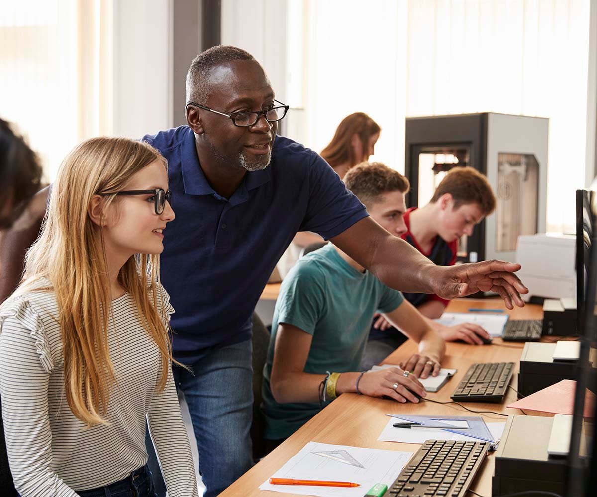 Teacher and students