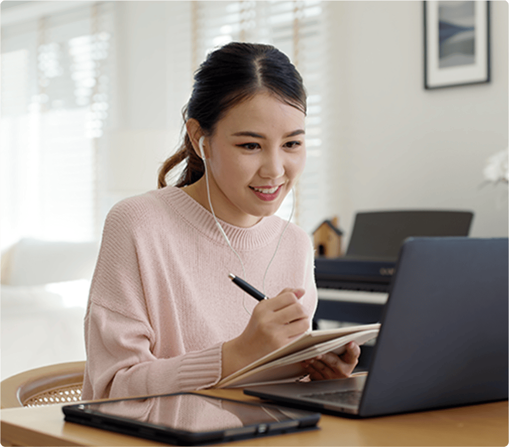 Online student on laptop