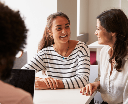 Student and parent smiling