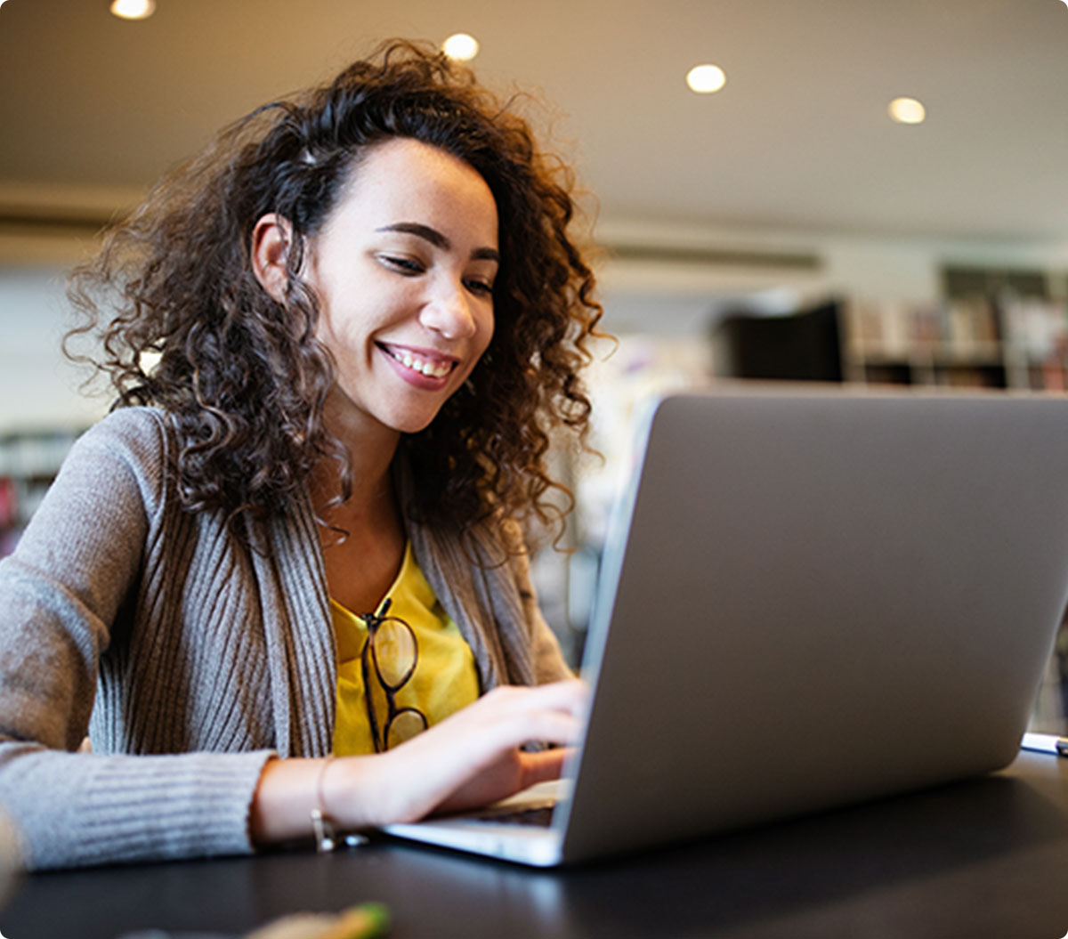 Student working on laptop